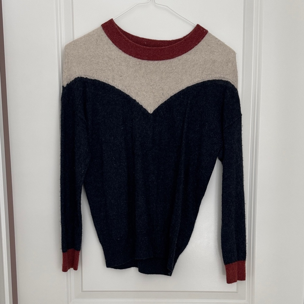Madewell Colorblock Sweater in Black, Cream, and Red